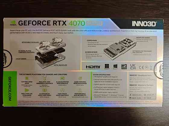 Видеокарта Inno3D NVIDIA GeForce RTX 4070 Super Twin X2 12GB Белая Новая Донецк
