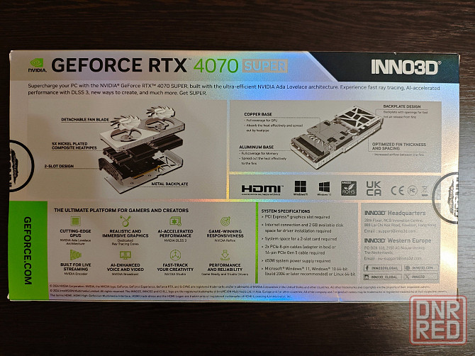 Видеокарта Inno3D NVIDIA GeForce RTX 4070 Super Twin X2 12GB Белая Новая Донецк - изображение 4