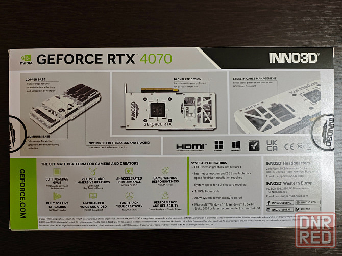 Видеокарта Inno3D NVIDIA GeForce RTX 4070 Twin X2 OC White Stealth 12GB Белая Новая Донецк - изображение 3
