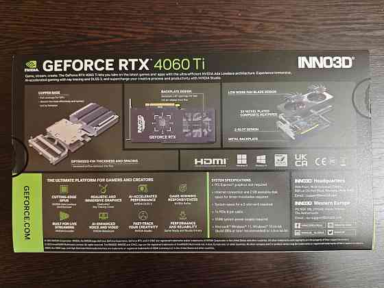 Видеокарта Inno3D NVIDIA GeForce RTX 4060 Ti TWIN X2 Новая Донецк
