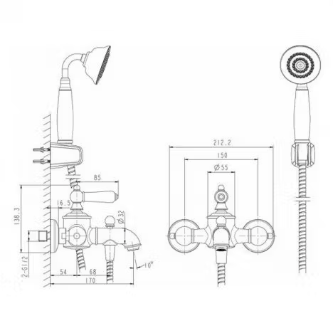 Смеситель для ванны Bravat Art F675109U-B1-RUS Донецк