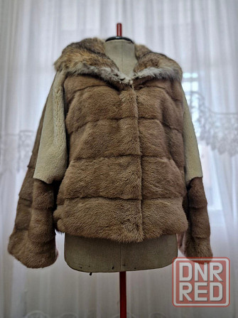 р.56-60 Норковая шуба кимоно с капюшоном из рыси Макеевка - изображение 2