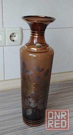 Ваза декоративная, Bohemia , коричневая с позолотой,,1970-е гг. Донецк - изображение 2
