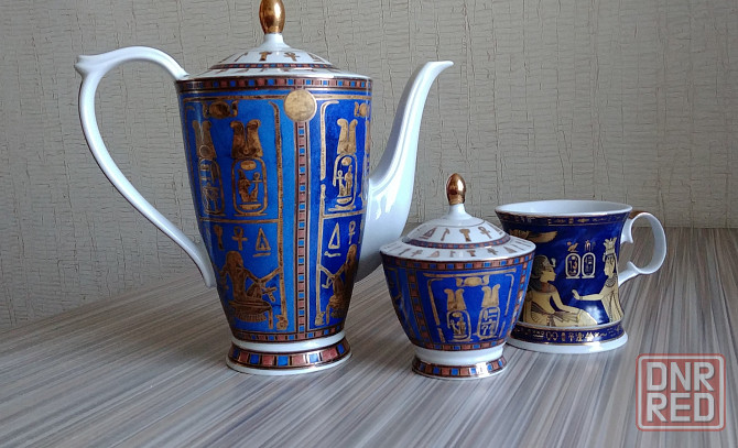 Сервиз чайник, сахарница, чашки 2 щт., кобальт с позолотой, Египет, 89е гг.. Донецк - изображение 1