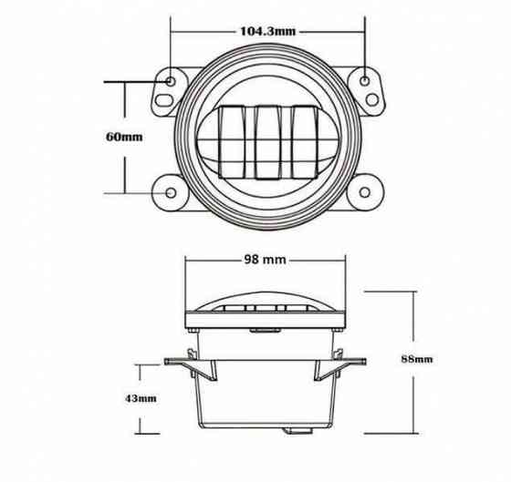 Противотуманные фары LED универсальная 4 дюйма+дхо глазки 100мм Cree Херсон