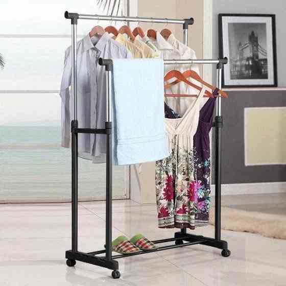 Двойная телескопическая стойка-вешалка для одежды Double Pole Clothes Херсон