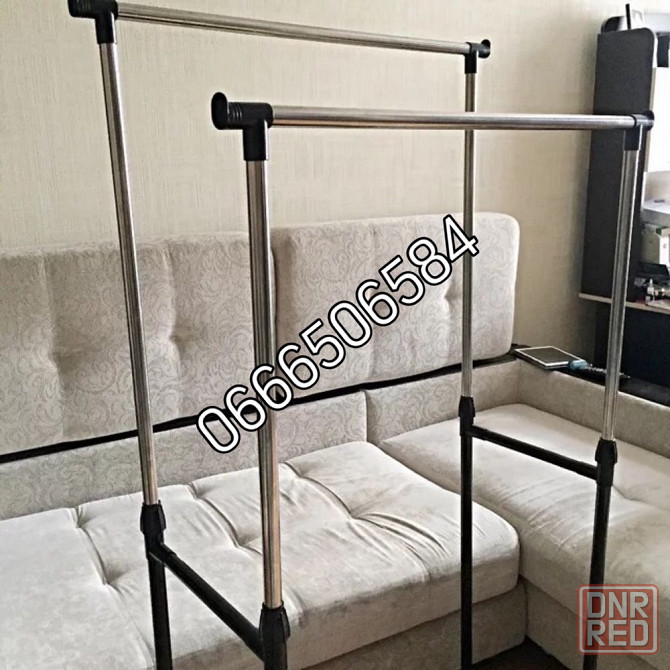 Двойная телескопическая стойка-вешалка для одежды Double Pole Clothes Херсон - изображение 5
