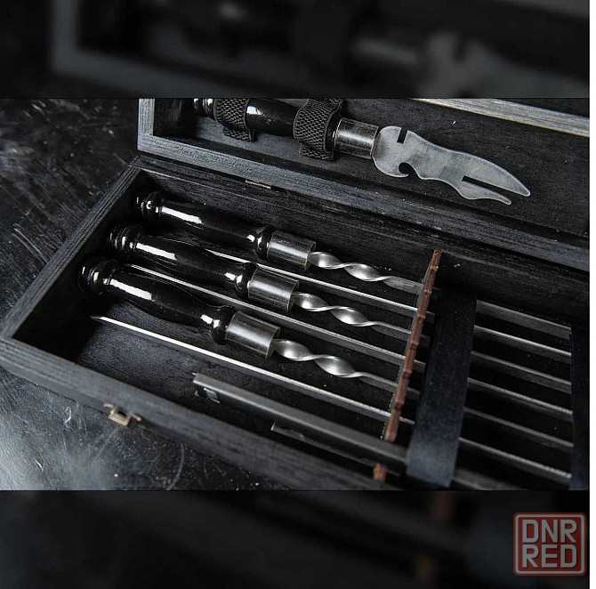 Набор 6 шампуров для шашлыка Grills G 10, ножи, вилки Львов, самовывоз Херсон - изображение 2