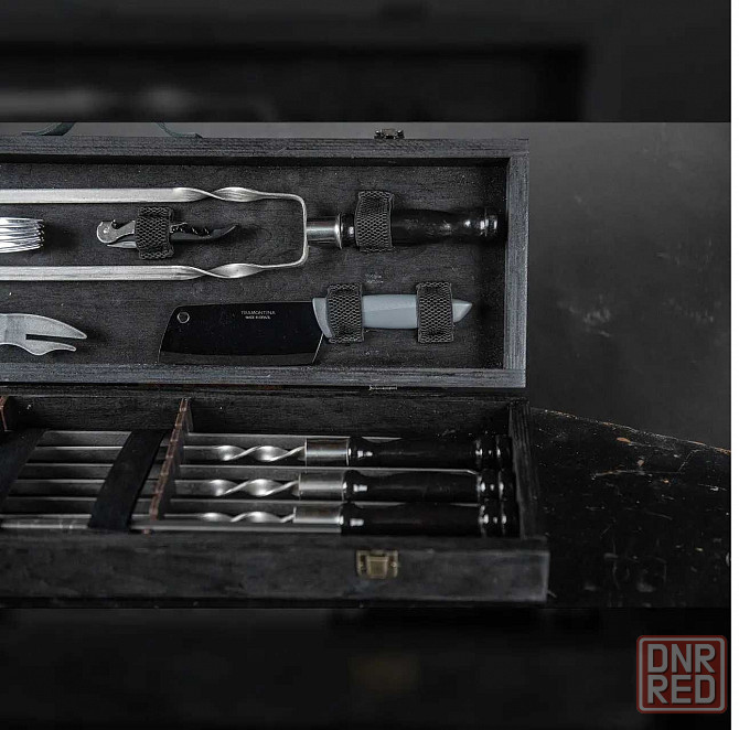 Набор 6 шампуров для шашлыка Grills G 10, ножи, вилки Львов, самовывоз Херсон - изображение 3