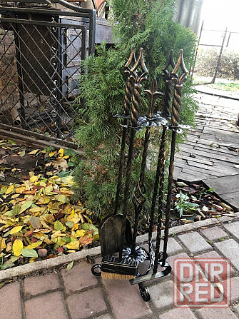 Набор для камина: кочерга, щетка, совок, щипцы на подставке Запорожье - изображение 2