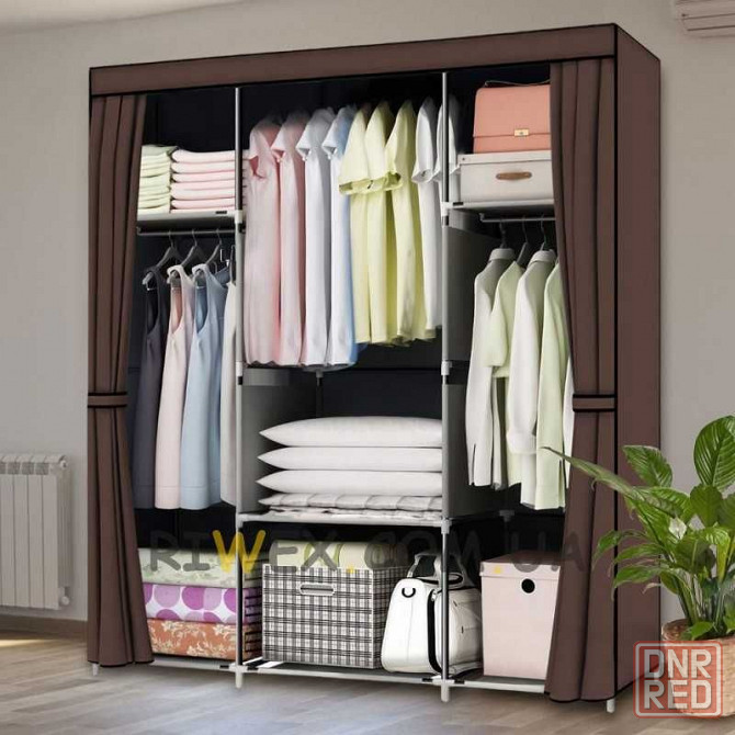 Складной тканевый шкаф 3-секции Storage Wardrobe органайзер гардероб Запорожье - изображение 5