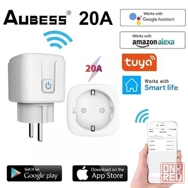 Розумна смарт розетка Aubess 20A Tuya Smart з WI-FI біла Херсон - изображение 1