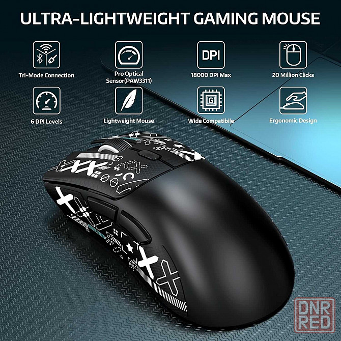 Мишка ATTACK SHARK R1 чорна, сенсор PAW3311 Запорожье - изображение 3