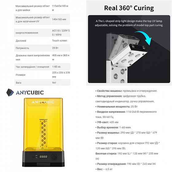 Устройство для очистки и полимеризации Anycubic Wash and Cure 2.0 Запорожье