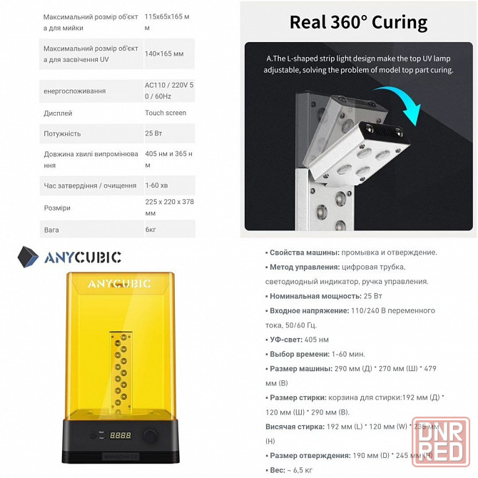 Устройство для очистки и полимеризации Anycubic Wash and Cure 2.0 Запорожье - изображение 6