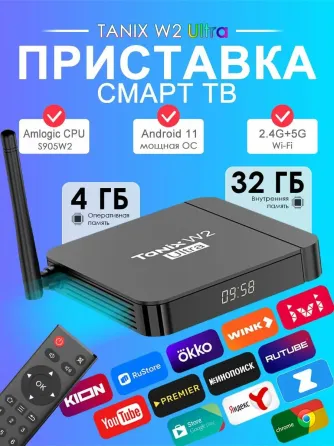 Андроид приставка, TV бокс Tanix W2 Ultra 4/32 гб slimBOX Android TV 11 оригинал Новая Донецк