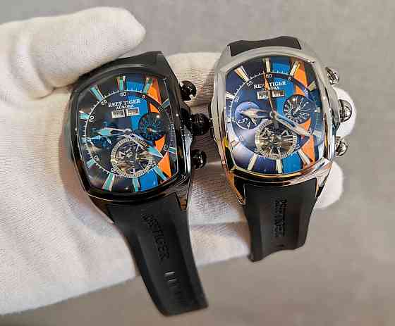 Чоловічий годинник Reef Tiger Aurora Tank 2 Black Automatic 100m Крупн Запорожье