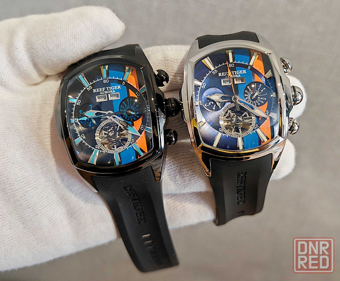 Чоловічий годинник Reef Tiger Aurora Tank 2 Black Automatic 100m Крупн Запорожье - изображение 1