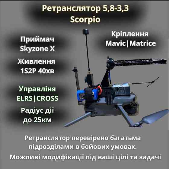 Ретранслятор FPV 5.8-3.3 ELRS / Cross Mavic / Matrice від виробника Херсон