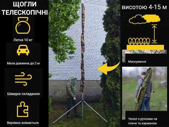 В наличии - Мачта от 2 до 19м для антен: мачта телескопическая Запорожье