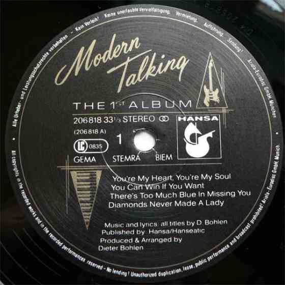 Раритет.Стан.Платівка.Modern Talking ‎– The 1st Album, 
Hansa Запорожье