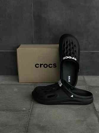 Мужские сабо кроксы черные стильные шлепанцы уличные тапочки crocs Запорожье