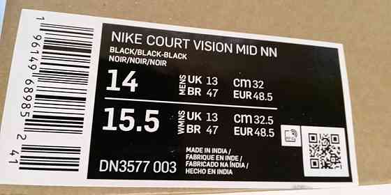 48 р. Кросівки Nike Court Vision Mid стелька 32 см весна Запорожье