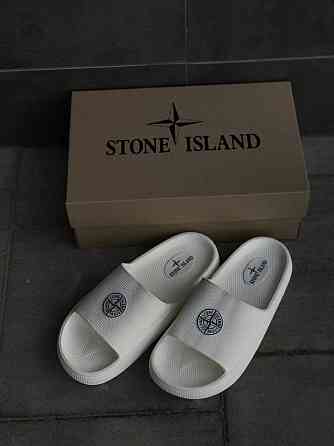 Мужские шлёпанцы stone island белые стильны тапочки стон айленд Запорожье