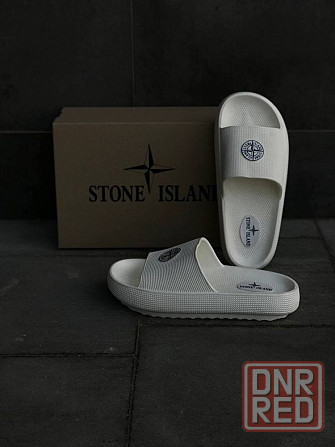 Мужские шлёпанцы stone island белые стильны тапочки стон айленд Запорожье - изображение 4