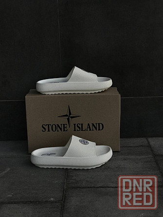Мужские шлёпанцы stone island белые стильны тапочки стон айленд Запорожье - изображение 3