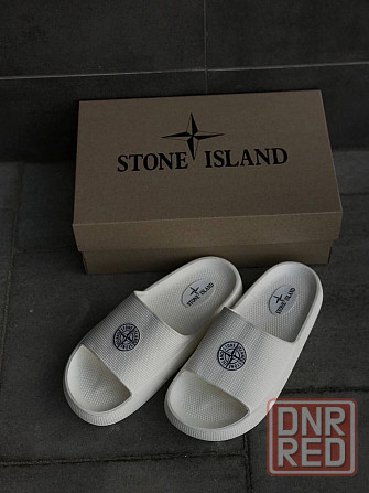Мужские шлёпанцы stone island белые стильны тапочки стон айленд Запорожье - изображение 5