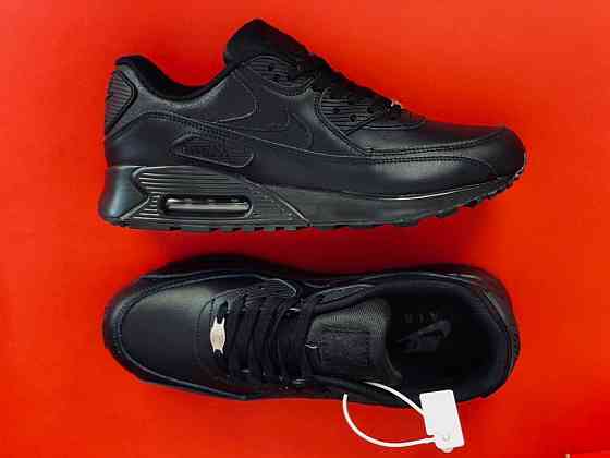 Мужские кроссовки Nike 90 Air Max черные натуральная кожа топ кроссы Запорожье