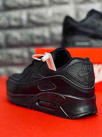 Мужские кроссовки Nike 90 Air Max черные натуральная кожа топ кроссы Запорожье