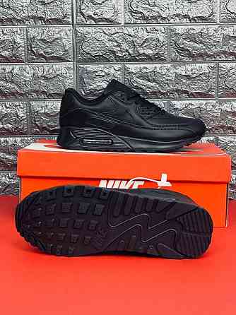 Мужские кроссовки Nike 90 Air Max черные натуральная кожа топ кроссы Запорожье