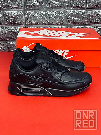 Мужские кроссовки Nike 90 Air Max черные натуральная кожа топ кроссы Запорожье - изображение 3