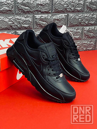 Мужские кроссовки Nike 90 Air Max черные натуральная кожа топ кроссы Запорожье - изображение 5