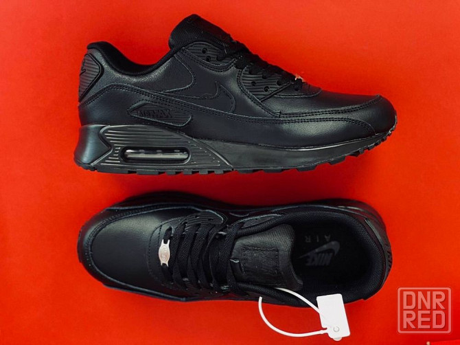 Мужские кроссовки Nike 90 Air Max черные натуральная кожа топ кроссы Запорожье - изображение 2