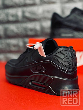 Мужские кроссовки Nike 90 Air Max черные натуральная кожа топ кроссы Запорожье - изображение 1