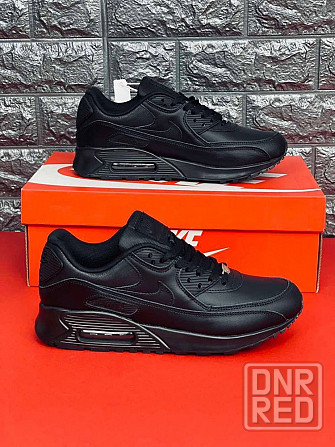 Мужские кроссовки Nike 90 Air Max черные натуральная кожа топ кроссы Запорожье - изображение 7