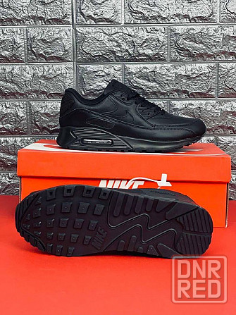 Мужские кроссовки Nike 90 Air Max черные натуральная кожа топ кроссы Запорожье - изображение 4
