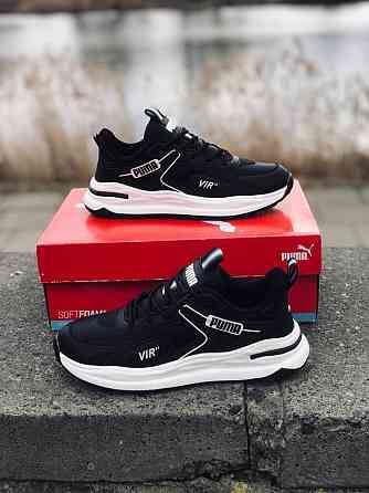 Мужские кожаные кроссовки Puma Black стильные кроссы пума Запорожье