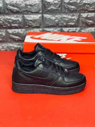 Кроссовки Nike Air Force мужские Черные натуральная кожа красовки Найк Запорожье