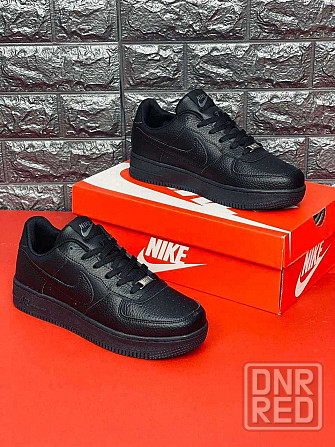Кроссовки Nike Air Force мужские Черные натуральная кожа красовки Найк Запорожье - изображение 4