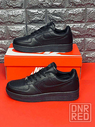 Кроссовки Nike Air Force мужские Черные натуральная кожа красовки Найк Запорожье - изображение 5