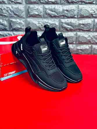 Кроссовки Puma мужские Премиум кожа! 39-45 Jet-Black весенние Пума Запорожье