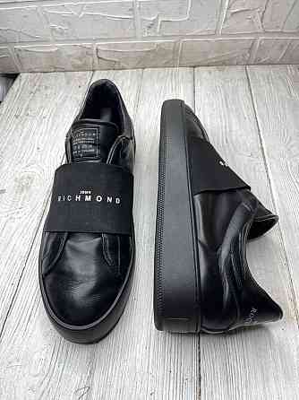 Крутые черные кожаные мокасины john richmond rock n' roll sneakers Запорожье