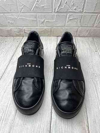 Крутые черные кожаные мокасины john richmond rock n' roll sneakers Запорожье
