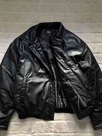 ZARA Leather (L) Bomber Jacket мужской бомбер кожаная куртка курточка Запорожье