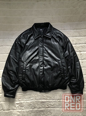 ZARA Leather (L) Bomber Jacket мужской бомбер кожаная куртка курточка Запорожье - изображение 2