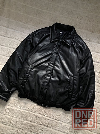 ZARA Leather (L) Bomber Jacket мужской бомбер кожаная куртка курточка Запорожье - изображение 8